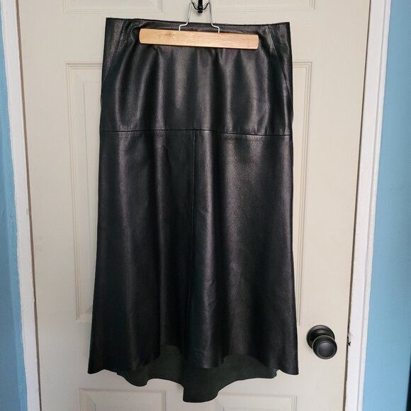 DKNY WOMENS LEATHER SKIRT HI LOW HEM SIZE 6 - Picture 8 of 13